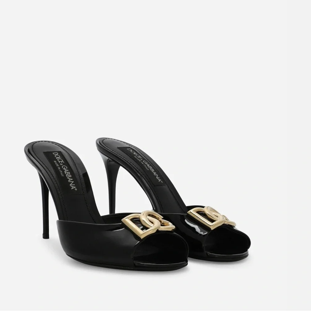 Dolce & Gabbana Black and Gold Stiletto Heels - Picture 3 of 6